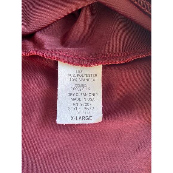 Page Burgundy Wine Velour Top Silk Cuffs Holiday SZ XL C100117 - Picture 6 of 8